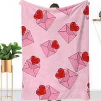 Nouvelle couverture en flanelle imprimée personnalisable moderne pour la Saint-Valentin, pour une chaleur toute saison, couverture portable d'extérieur