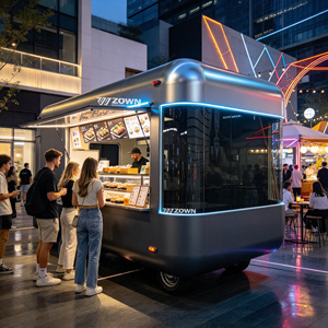 Chariot alimentaire mobile avec unité de réfrigération et de congélation intégrées, châssis léger pour la vente de desserts et de boissons fraîches en extérieur - Product Image 1