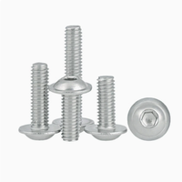 Vis à tête champignon en acier inoxydable 304, métrique, à six pans creux, avec rondelle, vis de machine, grade 6.8, finition naturelle M3/M4/M5/M6