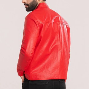 Chaqueta de Cuero Estilo Café Racer para Hombre, Invierno, Cálida, con Cuello Alto, Exterior de Cuero Genuino, Forro de Algodón - Product Image 3