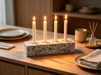 Porte-bougie artisanal en marbre naturel et fer, disponible en version simple ou en ensemble, pour la décoration de table à la maison, à l'hôtel - Anniversaire, mariage, Noël