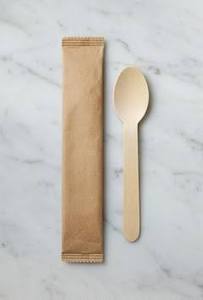 ราคาโรงงาน ช้อนไม้แมกโนเลียคอนิเฟราขนาด 6.3 นิ้ว น้ำหนักเบา เป็นมิตรกับสิ่งแวดล้อม ย่อยสลายได้ ห่อหุ้มด้วยกระดาษคราฟท์ - Product Image 5