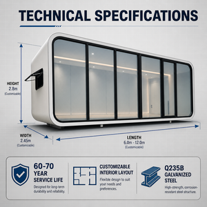Elegant Minimalist White Prefab Tiny House ADU ModularContainer Home Apple Cabin Portable Backyard Studio <strong>OfficePod</strong> - Product Image 2
