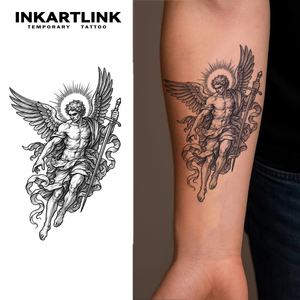 Tatuaje Temporal Semipermanente INKARTLINK Personalizado con Diseño de Espada de Guerrero Arcángel, Resistente al Agua, de Larga Duración (1-2 Semanas), con Tinta Jagua - Product Image 1