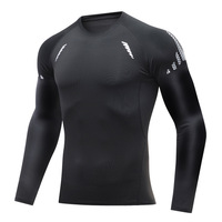 Nouveau T-shirt de sport athlétique pour homme à manches longues, sous-vêtement de compression en polyester à séchage rapide, personnalisable avec logo, idéal pour la gym