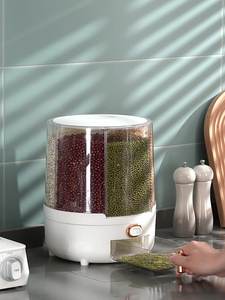 Conteneur à riz en gros à prix abordable, distributeur de céréales rotatif à 6 compartiments, boîte de rangement alimentaire anti-humidité pour cuisine - Product Image 6
