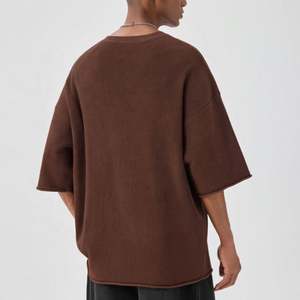 Custom Men's Heavy Weight 100% Cotton <b>Boxy</b> <b>T</b>-<b>Shirt</b> Oversized Plain Knitted Clothes with Solid Pattern - Product Image 5