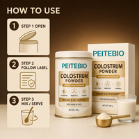 Poudre de colostrum PEITEBIO pour chiens et chats avec prébiotiques et vitamine E, saveur lait crémeux, soutien immunitaire et intestinal, 120g