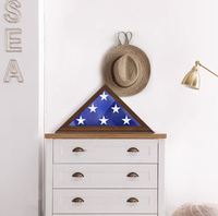Boîte de présentation de drapeau pour drapeau américain fin plié de 3 x 5 pouces, boîte à drapeau murale pour vétéran, non destiné à l'enterrement