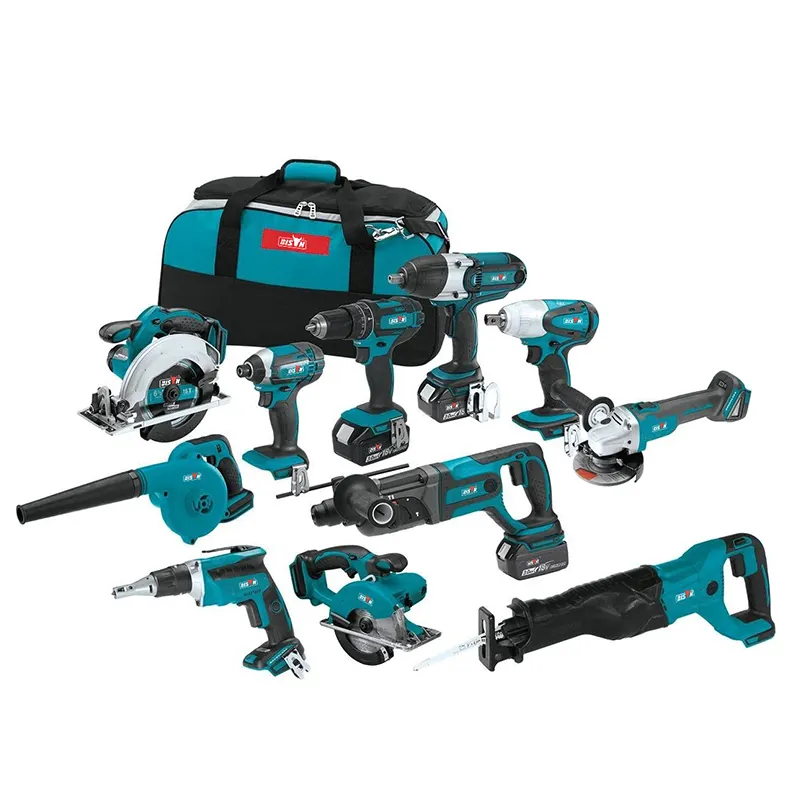 Bison 18v 20V Battery Power Tools Set Combo Cordless Drill And Hammer Tool 11 Piece Sets