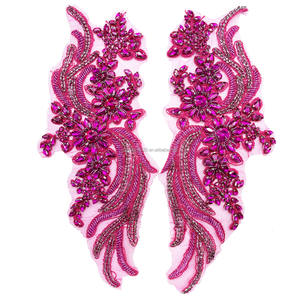 PE080 <span class=keywords><strong>Applique</strong></span> de perles 3D colorées <span class=keywords><strong>Applique</strong></span> de fleurs de luxe Corsage en strass vert à paillettes <span class=keywords><strong>Applique</strong></span> en cristal perlé - Product Image 5