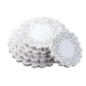 4 6 8 10 12 inç tek kullanımlık yağlı mini beyaz yuvarlak placemats dantel kağıt kek kahve fincanı doilies beyaz kağıt dantel