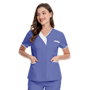 Vêtement médical de qualité supérieure pour femmes, en polyester et coton, à manches courtes, col en V, pour hôpital, infirmières, techniciennes - Product Image 6
