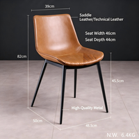 Chaise de haute qualité avec pieds en métal noir pour cuisine, salon, restaurant