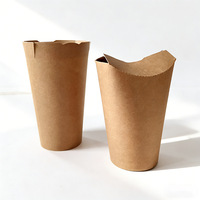 Gobelets en papier kraft jetables, personnalisés, imperméables et résistants à l'huile, pour frites, adaptés à l'emballage de plats à emporter