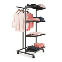 Vente en gros étagère à vêtements personnalisée en métal chromé avec support mobile bidirectionnel présentoir à vêtements pour magasin