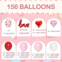 Kit d'arche de ballons rouge, rose et blanc de 263 pièces avec ballon « Love », ballon à confettis pour la Saint-Valentin, décoration de fête de mariage
