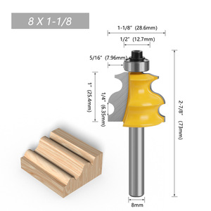 Carbide Tipped Roundover Router Bit 8mm Shank 1-1/8 In Cutting Diameter Woodworking Cutter - Product Image 1