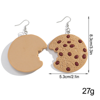 Pendientes de Resina con Forma de Galleta de Chocolate Redonda Mordida, Joyería Divertida para Fiestas, Pendientes de Plástico con Forma de Galleta de Frijol Rojo, Juguete de Comida, 2026