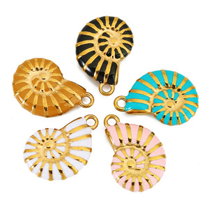 Pendentif Coquillage en Acier Inoxydable Forme Conque, Apprêts Bijoux DIY, Plaqué Multicolore pour Fabrication de Colliers et Bracelets - Product Image 4
