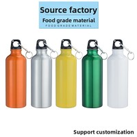 Bouteille de sport en aluminium et métal réutilisable de 17 oz personnalisée, mousqueton de 500 ml, impression personnalisée promotionnelle pour cadeaux d'affaires