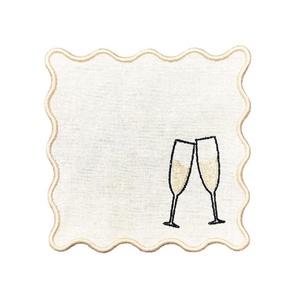 Cotton <b>Linen</b> Cocktail Napkins Embroidered Monogram Pattern <b>Table</b> <b>Cloth</b> <b>Linen</b> Wine Mat for Hotel French 100% Pure Handmade 1 Pc - Product Image 5