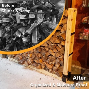 Kit de support de stockage de bûches de <span class=keywords><strong>bois</strong></span> de chauffage extérieur réglable à n'importe quelle longueur - Product Image 5