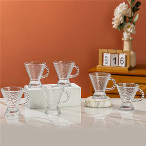 Ilya Juego de vasos y platos de vidrio de seis piezas Juego de platos de vidrio de dos piezas para café y té Juego de agua elegante - Product Image 3