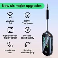 Adaptador Receptor y Transmisor Inalámbrico BT6.0 con Pantalla LCD a Color, Compatible con 2 Dispositivos y Muestra el Estado de Conexión de los Dispositivos
