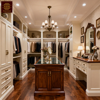 Armoire îlot moderne et simple de style américain en bois blanc avec table et éclairage, meuble de chambre personnalisé