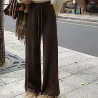Ladies Spring New Arrival Pantalon en tricot uni super doux à taille haute et à jambe ample