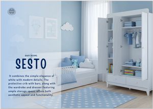 Armario de Madera de Excelente Calidad para Cuarto de Bebé SESTO de 4 Puertas, Ofrece Estética y Funcionalidad - Product Image 4