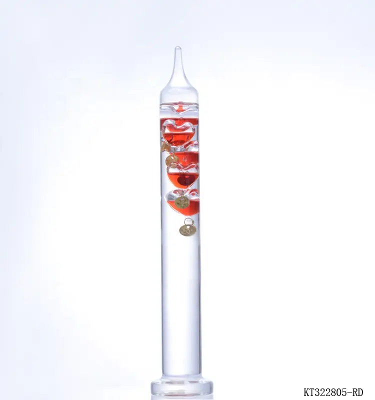 BESTIMER 11 inch free standing storm glass barometer Galileo Thermometer with heart shape balls inside classic birthday gifts