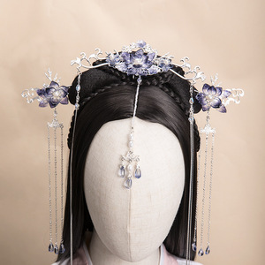 Couronne de cheveux de style dynastie Ming avec de longues franges, une coiffure traditionnelle Hanfu, un accessoire éthéré et élégant, un accessoire ancien. - Product Image 2