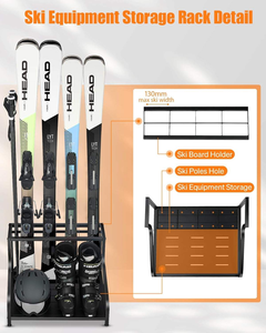Portasci in Metallo Autoportante per Sci, Bastoncini, Scarponi, Casco, Supporto per Attrezzatura <span class=keywords><strong>da</strong></span> Sport Invernali per Garage - Product Image 3