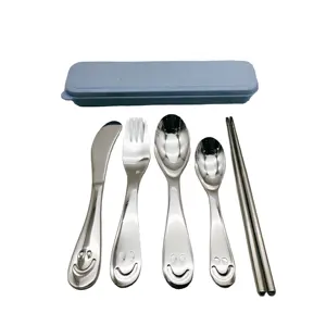 पोर्टेबल बच्चों के लिए खाद्य सुरक्षित तांबा flatware कटलरी स्टेनलेस स्टील बच्चों कटलरी सेट