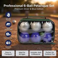 Lot de 6 boules de pétanque ZQURE en acier coloré, assortiment argent et bleu, pour jeux de plein air