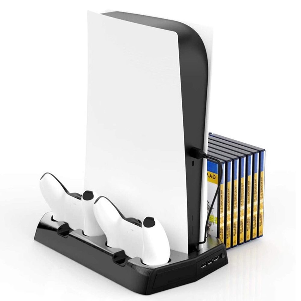 Вертикальная зарядная док-станция с 2 вентиляторами охлаждения для Playstation, контроллер PS 5, два порта для зарядного устройства, зарядная док-станция