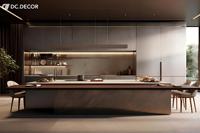 Set Kabinet Dapur Modern Custom High-End DC.DECOR dengan Lampu Ambient LED, Siap Pasang, Pintu Melamin, Rak Terbuka