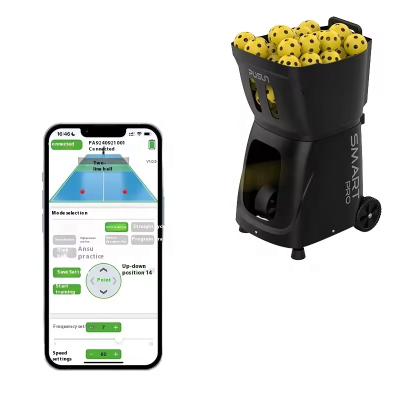 Automatic Intelligent Plastic PP-SMART PRO Pickleball Machine with 20 Balls for Single/Double Sparring Outdoor Use