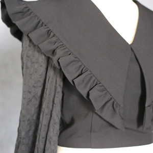 เสื้อถักผู้หญิงสั่งทำพิเศษ แขนสั้น คอปกใหญ่ ทรงเข้ารูป รุ่น CR1279 OEM Beijing Forest ARTBRUT - Product Image 2