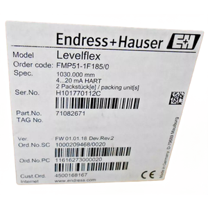 Endress + Hauser FMP51-1F185/0 Radar Füllstand messer Rod & Cable Koaxial Sonde Anweisungen - Product Image 1
