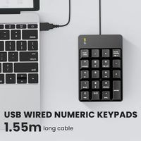 Clavier numérique filaire OEM ODM USB à 19 touches pour ordinateur portable PC avec grands caractères imprimés