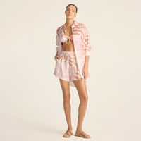 Dames bikiniset met bedrukt shirt, shorts, cover-up, tweedelig badpak, strandkleding