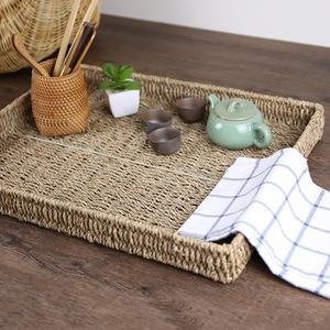 Guangxi Bobai Jiaxiang handgewebter rechteckiger natürlicher Meeresgrass-Tee-Teller Haushalt Aufbewahrungskorb Teeservice Teeschale - Product Image 1