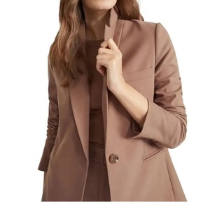 À la mode dame bureau manteau ensemble costumes rationaliser Slim Fit à manches longues dames formel marron <span class=keywords><strong>Blazer</strong></span> pour adolescente femmes dames - Product Image 2