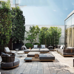 Moderne extérieur sectionnel style urbain jardin meubles de terrasse en rotin canapés lit - Product Image 1