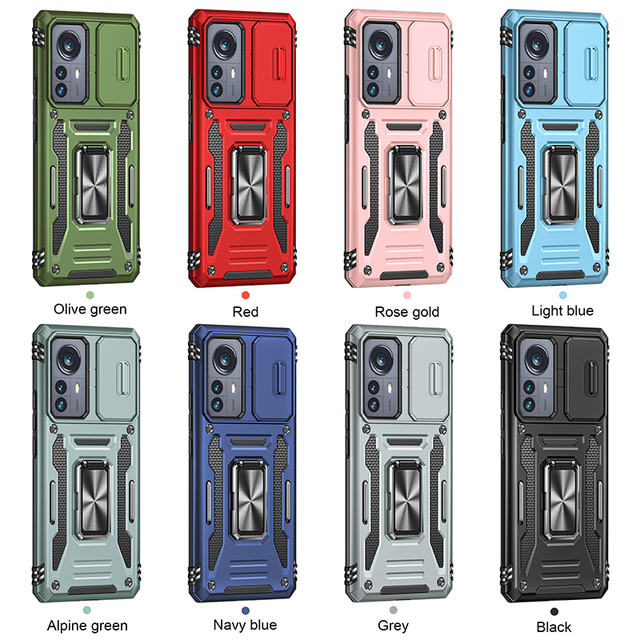 Car Holder Kickstand Phone case for for xiaomi 11 12 Anti Shock TPU+PC Camera Lens Slide Phone Cover for for xiaomi 12 Pro