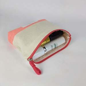 Wholesale Eco-Friendly Cotton Canvas <b>Cosmetic</b> <b>Bag</b> with Zipper <b>Large</b> Capacity Accessory Pouch Double Sided Makeup <b>Bag</b> - Product Image 5