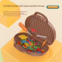 Boîte à outils de bricolage pour enfants avec vis et écrous, perceuse électrique, 208-357 pièces, rechargeable, marron beige, certifiée EN71 CPC, cadeau